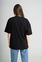Повсякденна чорна жіноча оверсайз футболка з вишивкою "Пшениця" L-XL, фото 3