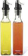 Набір 2 скляні пляшки Fissman Clear для олії й оцту 2х250 мл, кришка з дозатором