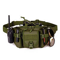 J Сумка поясная тактическая / Мужская сумка на пояс / Армейская сумка. Цвет: зеленый