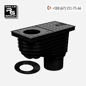 Дощоприймач для водостічних труб DN75/80/90/110/125, кошик для листя, із запахозапираючою заслінкою