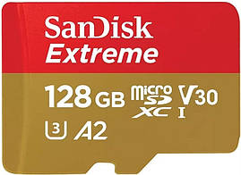 SanDisk Карта пам'яті microSD 128GB C10 UHS-I U3 R190/W90MB/s Extreme V30 + SD