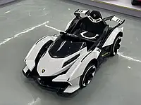 Детский электромобиль Машина СПОРТКАР гоночный M 4865EBLR-1 Lamborghini одноместный, кожаное сидение / белый