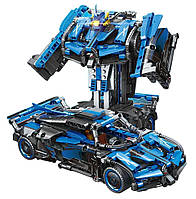 Конструктор 2 в 1 Робот трансформер Спортивная машина 544 детали Синий