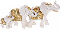 Декоративная статуэтка "Семья Слонов" 30.5х9х15см, полистоун, белый с золотом