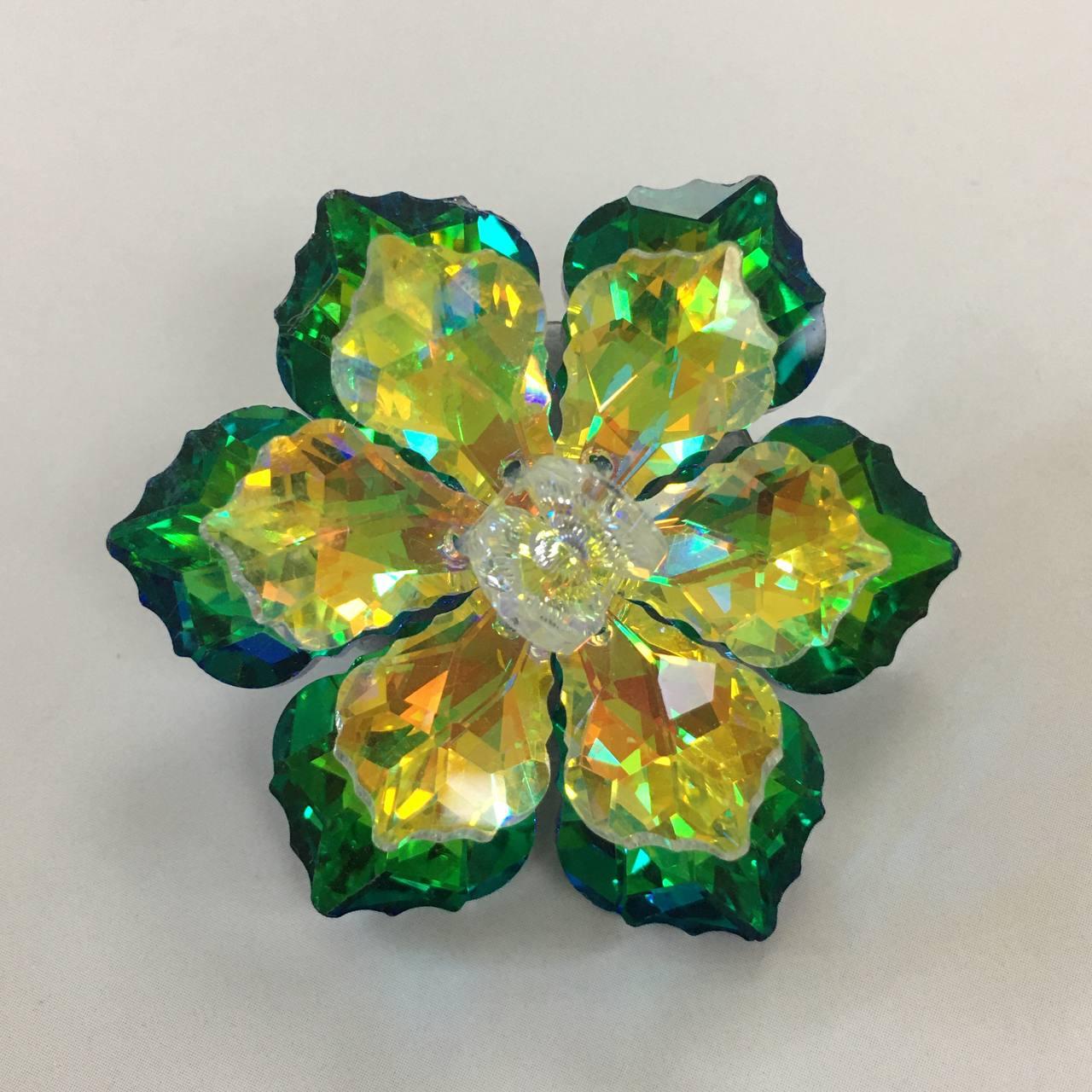 Брошка "Квітка", колір Green, 50 мм, 1шт