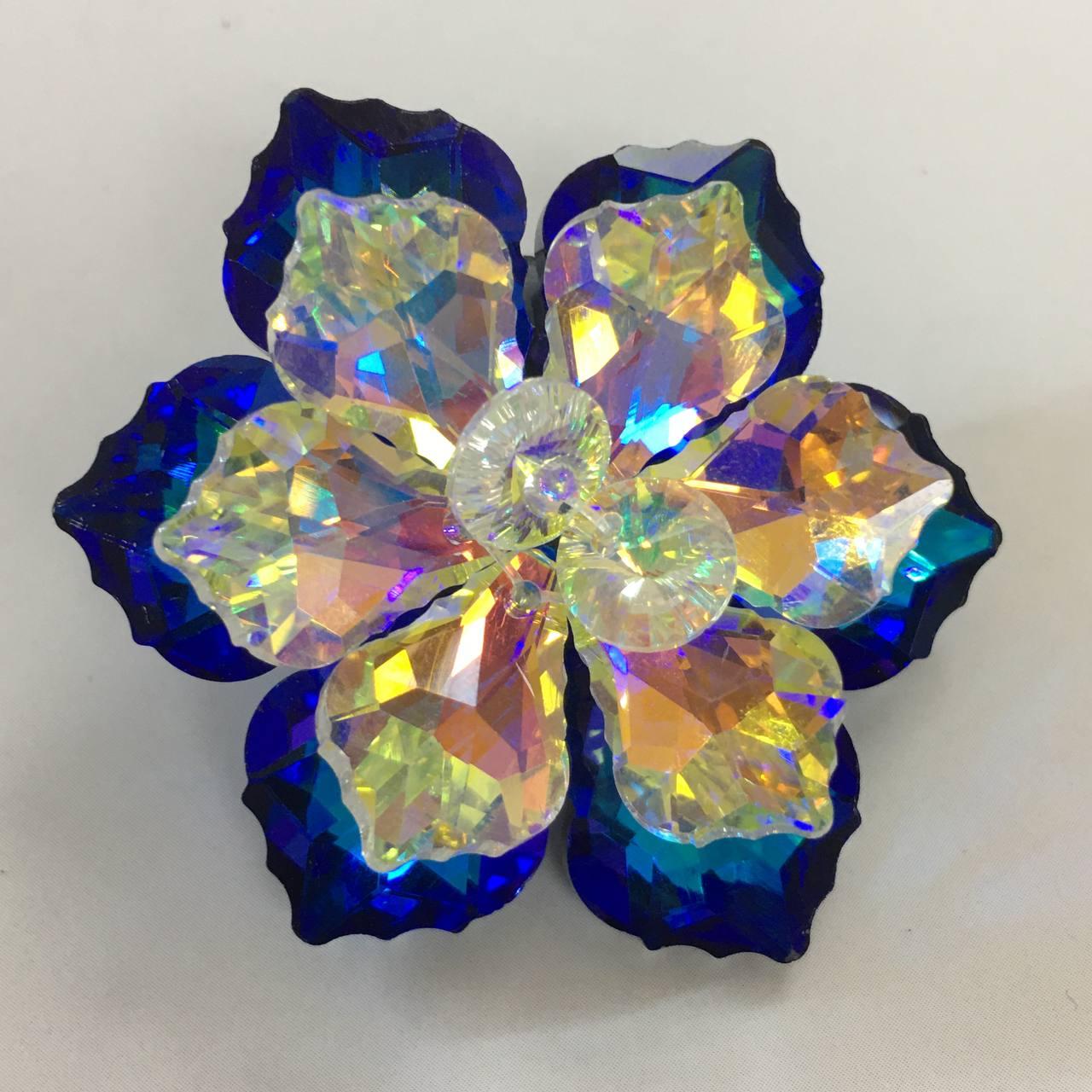 Брошка "Квітка", колір Bermuda Blue, 50 мм, 1шт