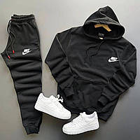 Мужской спортивный костюм Худи черный + черные штаны лого Nike