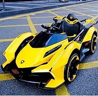 Детский электромобиль Машина СПОРТКАР гоночный M 4865EBLR-6 Lamborghini одноместный, кожаное сидение / желтый
