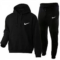 Мужской спортивный костюм Худи Черный+ Черные штаны принт Nike( Весна )