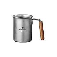 Кружка с деревянной ручкой Naturehike steel 350 мл NH21SJ001 серый