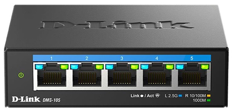 D-Link Комутатор DMS-105/E 5x2.5GE, Некерований