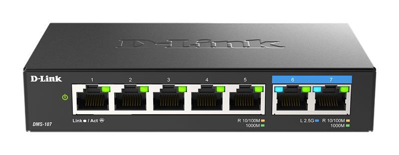 D-Link Комутатор DMS-107/E 2x2.5GE, 5xGE, Некерований