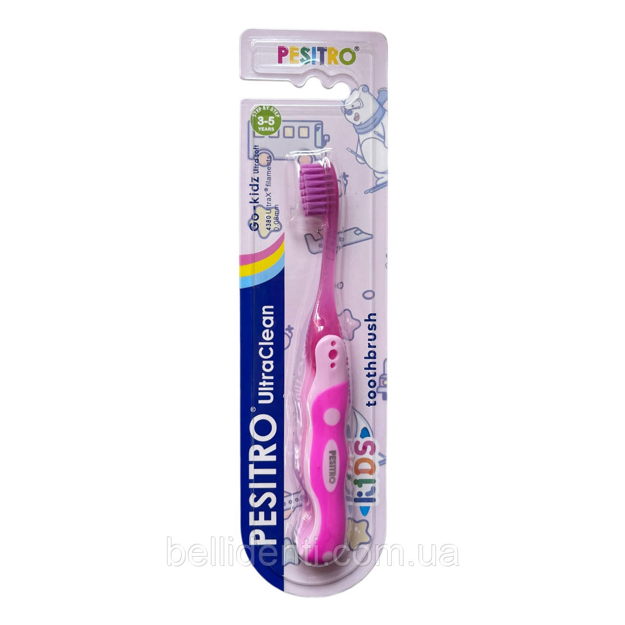 Дитяча тревел щітка Pesitro Go-Kidz 4380 від 3 до 5 років (рожева), 1 шт