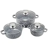 Набір посуду Ofenbach (2.3л, 4.5л, 6.5л) із 7 предметів з прихватками, фото 2