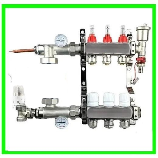 Колектор для теплої підлоги на 3 контури в зборі (ЧЕХІЯ)