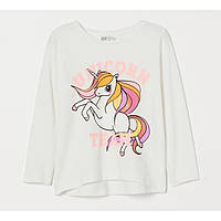 Детский лонгслив кофта реглан Unicorn Team H&M для девочки 8-10 лет - р.134/140 /16412/