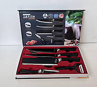 Набор кухонных ножей Zepline ZP-035 с ножницами, ребристая поверхность 6 в 1, ножи для кухни, кухонные ножи