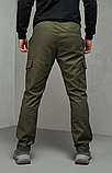 Чоловічі спортивні демісезонні штани карго хакі з манжетами і кишенями, фото 2