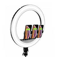 Кільцева світлодіодна LED лампа Arc Ring Remote control 18" + tripod 2.1m, Чорний