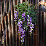 Штучна гілка гліцинії звисають. 85 см бузкова силікон за 10 шт., фото 4