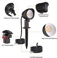 Садовые светильники водонепроницаемые Прожектор уличный теплый белый Наружное освещение [G] 7W 500LM 6500K чер