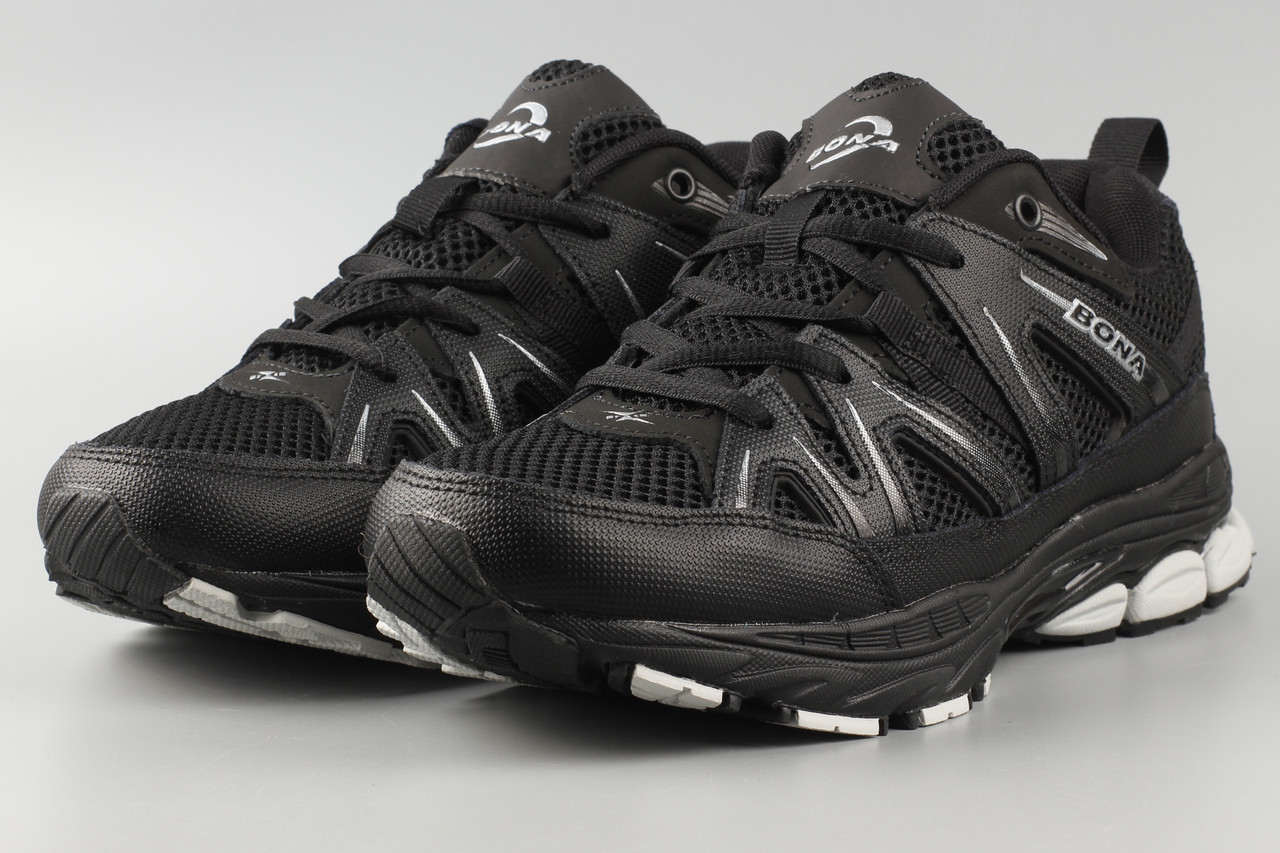 Кросівки чоловічі чорні Bona 877C-4 Бона сітка велетнів батали розміри 47