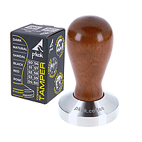 Темпер для кофе Рkok любой размер от 50 мм до 58 мм стальной плоский, деревянная ручка любого цвета