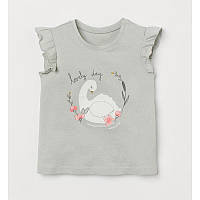 Детская футболка Лебедь H&M на девочку р.98 2-3 года /16001/
