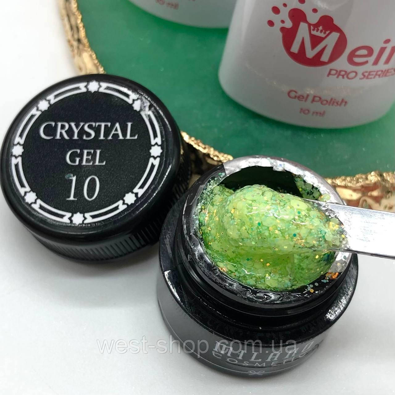 Декоративний гель-глітер для дизайну нігтів Crystal Gel Milano, No10