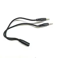 Кабель-переходник 2 х 3.5mm Jack для накладных наушников Hator Hellraizer HTA-812 Black (Оригинал с разборки)