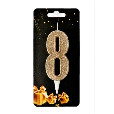 Свічка-цифра "8" золоте капучино (7,5 см) 1 шт