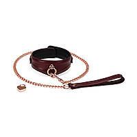 Ошейник с поводком Liebe Seele Wine Red Wine Red Curved Collar FIL