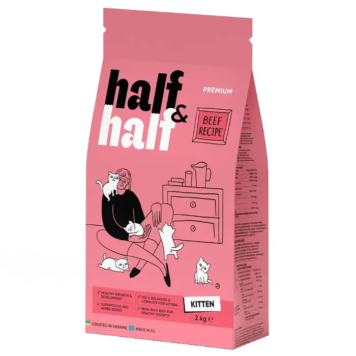 Сухий корм для кошенят Half&Half Kitten 2 кг - яловичина