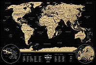 Скретч карта cвіту «Travel Map Weekend Black World gold(в тубусе)»
