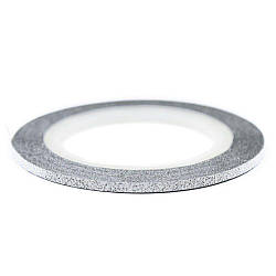 Цукрова стрічка для декору нігтів — Срібло 1 мм