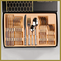 Набір столових приладів з нержавіючої сталі на 6 персон 24 штуки Кухонні столові ножі Столові ножі
