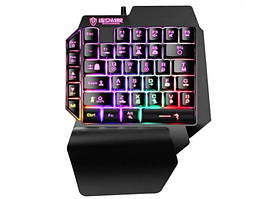 Ігрова клавіатура провідна USB для лівої руки Shipadoo F6 мембранна LED RGB чорна