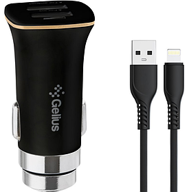 Автомобільний зарядний пристрій Gelius Apollo GP-CC01 2USB 3.1A 15W + кабель Lightning Black