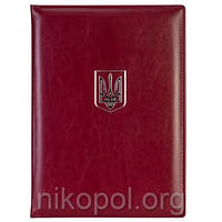 Папка адресная Optima Nebraska 36047-18 бордовая с гербом Украины (на подпись)