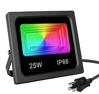 Вуличний прожектор RGB SMART LED 25W з Bluetooth для зовнішнього освітлення Світлодіодний прожектор з віддаленим керуванням