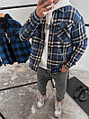 Сорочка чоловіча байкова синя утеплена весна-осінь-зима oversize в клітинку Over Blue, фото 2