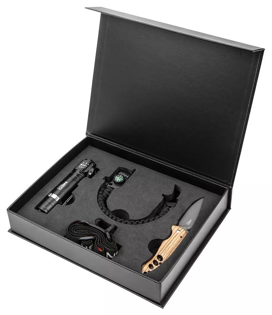 Neo Tools Подарунковий набір (ліхтар 99-026, туристичний браслет 63-140, складний ніж)