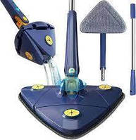 Універсальна швабра лентяйка трикутна з віджимом Mop MA-89 з мікрофіброю для прибирання Синя
