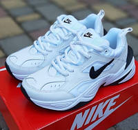 Nike M2K Tekno White Black белые с черным кроссовки кожаные женские Найк Текно классические