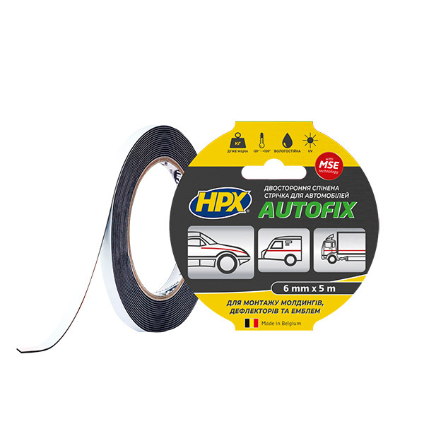 Двухсторонняя лента HPX AUTOFIX MSE, 6мм x 5м, черная - фото 1 - id-p2118358714