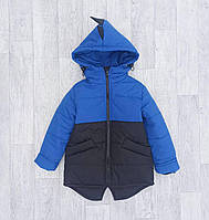 Детская демисезонная куртка на мальчика Дино курточка весна-осень синяя 3-6 лет
