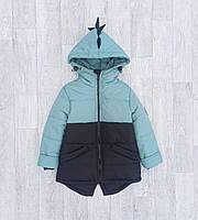 Детская демисезонная куртка на мальчика Дино курточка весна-осень зеленая 3-6 лет