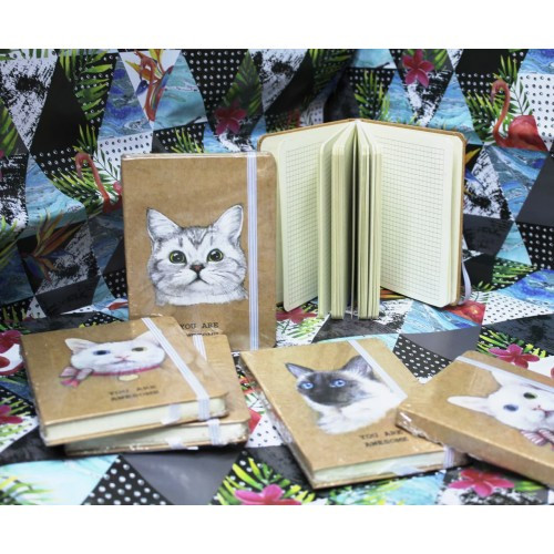 Блокн. на гумці А6 No 133-2 Кіт 96 л 10*14,5 см, обл.крафт., 80 г/м2, у/в/в