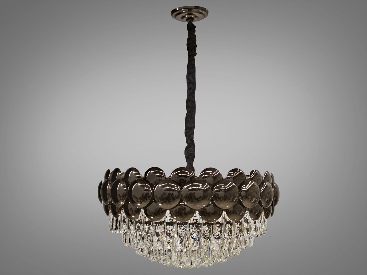 Підвісна люстра з кришталевими підвісками Kyoto чорний хром QS6608/600BHR