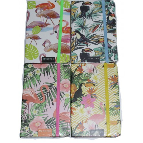 Блокн. на резинке А6 № NA696044 Tropical 96л,клетка, цв. край (4вида)